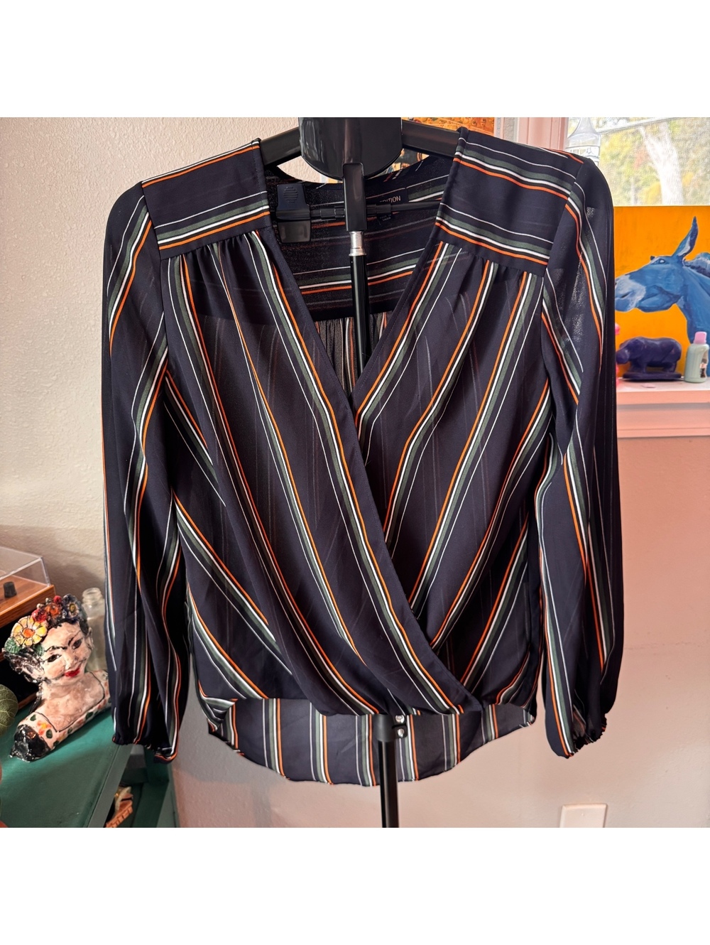 Max Edition Women's Striped Wrap Blouse Size M